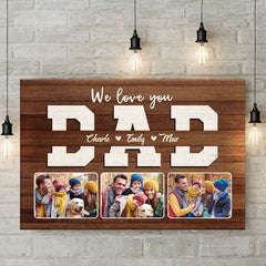 We Love You Daddy - Family Personalized Custom Horizontal Canvas - Independence Day. Gift For Dad. Grandpa