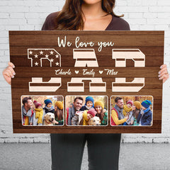 We Love You Daddy - Family Personalized Custom Horizontal Canvas - Independence Day. Gift For Dad. Grandpa