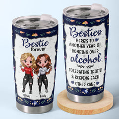 Not Sisters By Blood But Sisters By Heart - Bestie Personalized Custom Tumbler - Christmas Gift For Best Friends. BFF. Sisters