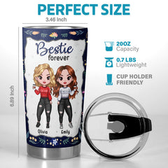 Not Sisters By Blood But Sisters By Heart - Bestie Personalized Custom Tumbler - Christmas Gift For Best Friends. BFF. Sisters
