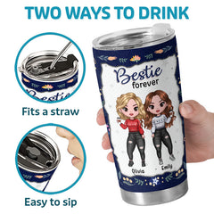 Not Sisters By Blood But Sisters By Heart - Bestie Personalized Custom Tumbler - Christmas Gift For Best Friends. BFF. Sisters